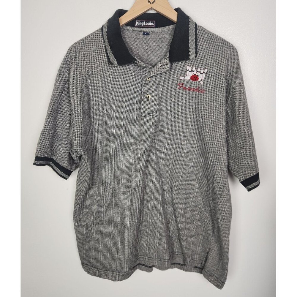 Vtg. King Louie Men's Sz. L "Frankie" Wild Ones Bowling League Polo Shirt